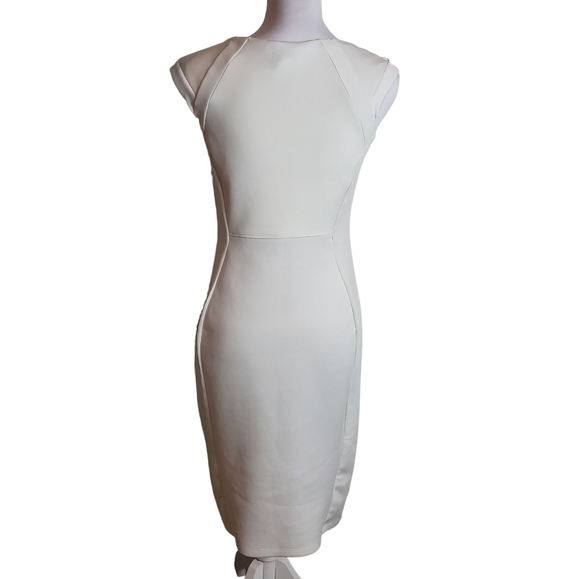 Enfocus Studio Ivory Sheath Dress Size 4 Floral Cutout Stretch Cocktail Party - Picture 5 of 16